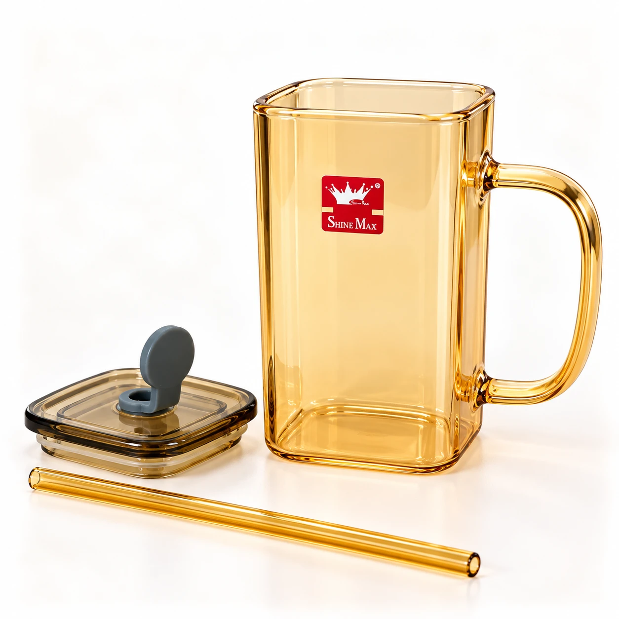 Borosilicate Glass Mug with Lid & Straw - view 2